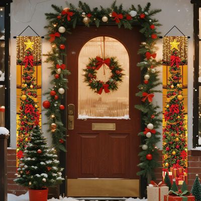 Nuxovilar Christmas Party Hanging Porch Banners 12x71 Inches Polyester