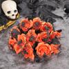 10Pcs Halloween Flowers with Spider, Fake Bouquet Bloody Black Roses Artificial Halloween Bouquet Roses for Halloween Vase Arrangements Table Decorations(Orange) view 2
