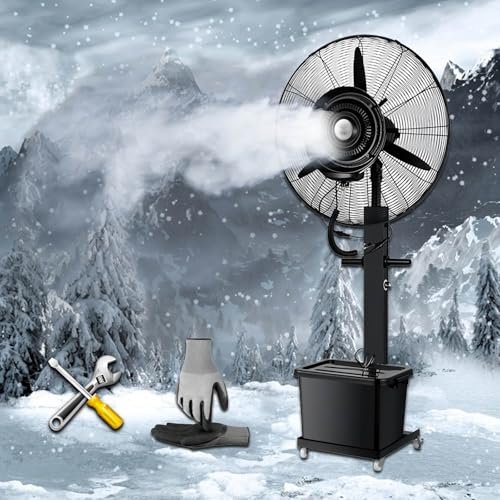 260W/350W Industrial Misting Fan - Commercial Pedestal Cooling Fan with 3 Speeds & 90 Oscillation - Perfect for Outdoor Patios, Gardens, Workshops & Picnics