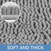 Bcoimo Bath Rug Mat,48x24 Chenille Non Slip Gray Long Bathroom Runner Rugs view 3