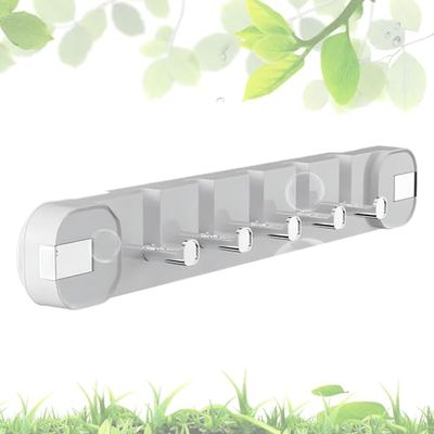 Heavy-Duty Suction Cup Hooks - Removable Towel Rack with 6 Foldable Hooks for Bathroom, Kitchen & Bedroom - Durable Suction Hanger for Easy Organization (Black)