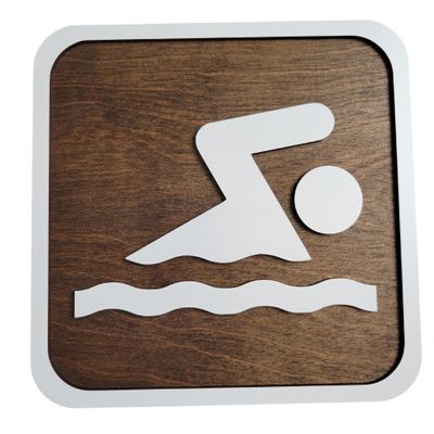 Layered National Park, Hiking, Fishing Camping Sign, National Forest Icon, Cabin Decor, Laser Recreation Symbol, Nursery Decor (Small 5.5", Swimmimg)