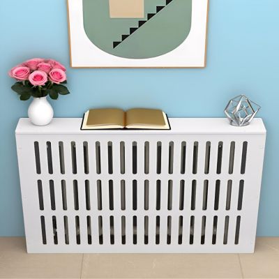 Aigoss White Modern Radiator Heater Cover for Home, Waterproof Breathable Steam Radiator Cabinet Shelf Household Living Room Heating Cover, Hide Cluttered Pipes(39.4" Lx31.5 Hx9.8 D)