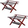 2 Pack Luggage Rack - Folding Bedroom Suitcase Stand, Space Saving Suitcase Holder, with Shoe Shelf Hotel Storage Rack, Travel Break Folding Stool,Wine Red view 1