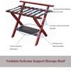 2 Pack Luggage Rack - Folding Bedroom Suitcase Stand, Space Saving Suitcase Holder, with Shoe Shelf Hotel Storage Rack, Travel Break Folding Stool,Wine Red view 2