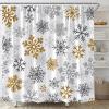 ABONAN Christmas Shower Curtain Golden Snowflake Winter Grey Merry Xmas Holiday Fabric Bathroom Curtain Decor Bath Set with Hooks(47" WX70 H) view 1