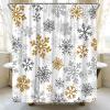 ABONAN Christmas Shower Curtain Golden Snowflake Winter Grey Merry Xmas Holiday Fabric Bathroom Curtain Decor Bath Set with Hooks(47" WX70 H) view 3