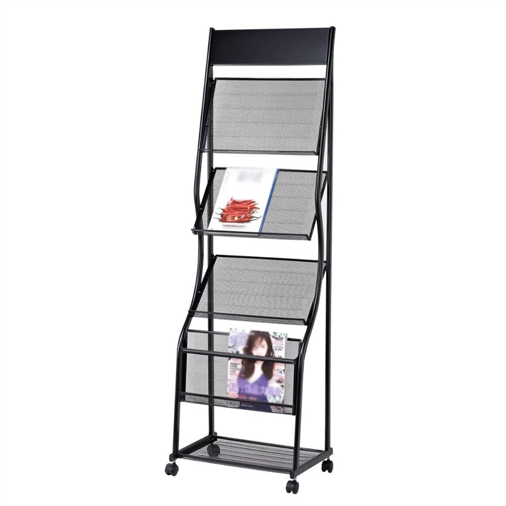 LMJYU Magazine Stand Magazine Holder Floor-Standing Brochure Stand, Brochure Display Stand with Wheels, Magazine Rack for Newspaper and Products Exhibition Magazine Rack Holder Organizer