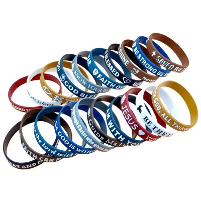 Bible Verse Silicone Wristbands Bulk, Inspirational Scripture Bracelets, Multi-Color Silicone Bands, Motivational Daily Verses For Religious Events And Church Activities