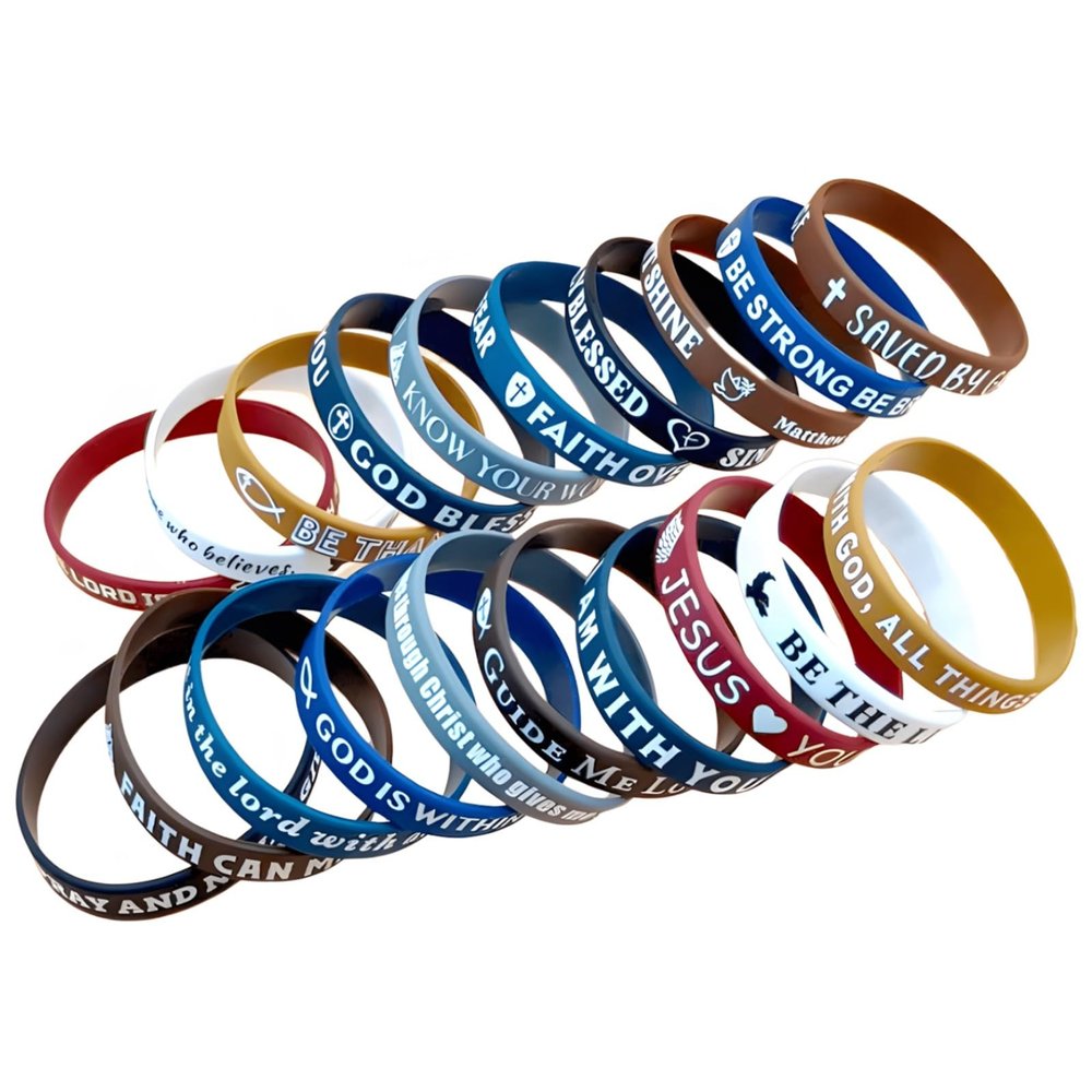 Bible Verse Silicone Wristbands Bulk, Inspirational Scripture Bracelets, Multi-Color Silicone Bands, Motivational Daily Verses For Religious Events And Church Activities