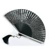 AHUANH Bamboo Frames Japanese Style Hand Fan Foldable for Cosplay, Bar Party Folding Fan Summer Portable Chinese Fan Home Decoration(Silver) view 1