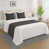 SWAPNA TEXTILES Polyester Bed Runner Dark Grey Solid Full/Queen Size (83x20) 3 Piece Decorative Bed Scarf for Bedroom Hotel Wedding Room with 2 Piece Cushion Covers view 1