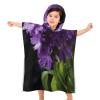 BWQJKUO Kids Beach Towel for Boys Girls, Purple Flower Printed Hooded Bath Towel Wrap, Toddler Pool Towel with Hood view 1