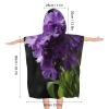 BWQJKUO Kids Beach Towel for Boys Girls, Purple Flower Printed Hooded Bath Towel Wrap, Toddler Pool Towel with Hood view 2