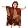 BWQJKUO Kids Beach Towel for Boys Girls, Valentine Hearts Golden Butterfly Printed Hooded Bath Towel Wrap, Toddler Pool Towel with Hood view 1