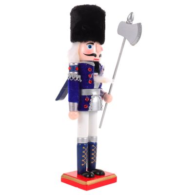 ABOOFAN Colorful Wooden Nutcracker Figurine Christmas Decoration with Blue Axe Hand Painted Xmas Nutcracker Ornament for Desktop Home Hotel Restaurant Holiday Decor