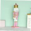 GLEAVI Christmas Nutcracker Figure Decoration Pink Wooden Sequins King Ornament for Xmas Scene Home Festive Display Lightweight and Holiday Adornment for Office Store Hotel Bar view 2