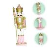 GLEAVI Christmas Nutcracker Figure Decoration Pink Wooden Sequins King Ornament for Xmas Scene Home Festive Display Lightweight and Holiday Adornment for Office Store Hotel Bar view 3