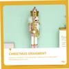 Cabilock Pink Wooden Nutcracker Figure Christmas Decoration Festive Sequins Adornment for Home Study Party Cloth and Material Lovely Xmas Decor to Brighten Living and Desk view 2