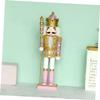 Cabilock Pink Wooden Nutcracker Figure Christmas Decoration Festive Sequins Adornment for Home Study Party Cloth and Material Lovely Xmas Decor to Brighten Living and Desk view 3