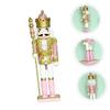 Cabilock Pink Wooden Nutcracker Figure Christmas Decoration Festive Sequins Adornment for Home Study Party Cloth and Material Lovely Xmas Decor to Brighten Living and Desk view 4