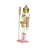 Hemobllo Festive Pink Wooden Nutcracker Figure Decor with Sequins Christmas Puppet Ornament for Home Office Hotel Bar Seasonal Decoration and Photo Prop view 1