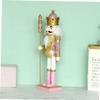 Hemobllo Festive Pink Wooden Nutcracker Figure Decor with Sequins Christmas Puppet Ornament for Home Office Hotel Bar Seasonal Decoration and Photo Prop view 3