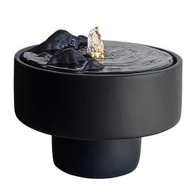 Water Fountain Indoor - Zen Water Fountain Decor for Meditation, Relaxation for Yoga, Study, Tea, Living Room, Office, Beauty Club, Feng Shui Gifts for Home, Chinese Decor & Gifts (Black)