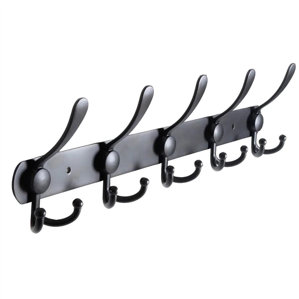 cfycfy987 Wall Mounted Hook Wall Mounted Coat Rack, Five Heavy Duty Tri Hooks All Metal Construction for Jacket Coat Hat in Mudroom Entryway (Matte Black) Coat Hooks Wall Mounted