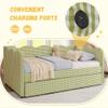 DEINPPA Twin Size Gingham Daybed with Trundle and USB Ports-Green view 4