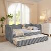 DEINPPA Twin Size Upholstered Daybed with Trundle, Gingham Daybed with USB Ports for Bedroom Living Room Guest Room-Black view 1