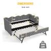 DEINPPA Twin Size Upholstered Daybed with Trundle, Gingham Daybed with USB Ports for Bedroom Living Room Guest Room-Black view 2