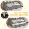DEINPPA Twin Size Upholstered Daybed with Trundle, Gingham Daybed with USB Ports for Bedroom Living Room Guest Room-Black view 3
