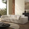118-inch Boneless Cloud Sofa, Modular Corduroy Sectional Couch with Full Foam Compression for Living Room Bedroom Apartment, No Assembly Required (White, 4 Seater) view 3
