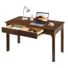 47.2'' Solid Wood Desk with 2 Drawers, Mid Century Modern Home Writing Office Wooden Desk ,Vintage Computer Table with Storage for Living Room, Bedroom, Fluted Design Brown (Walnut, 47.2 Inch) view 3