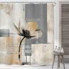 UIYIUI Modern Abstract Geometric Flower Shower Curtain 36x84in92x214cm Grey Gray Brown Tan Oil Painting Contemporary Art Cloth Fabric Polyester Bathroom Curtain for Shower Stall Bathtubs Restroom view 3