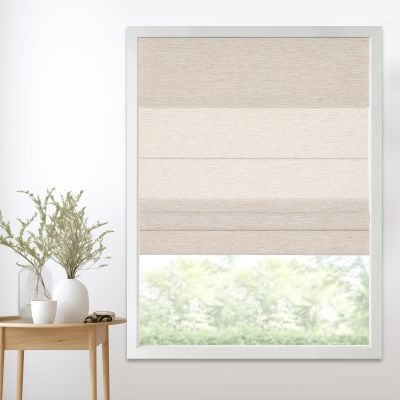 Persilux Cordless Light Filtering Roman Shades for Windows,Natural Woven Linen Fabric Roman Shades,Thermal Insulated Roman Blinds,UV Protection for Bedroom, Living Room,Office,Khaki,60.5" W x 36" H