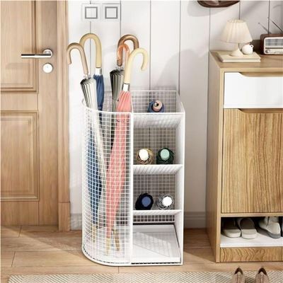Tweizhenba Commercial Iron Umbrella Basket, Large-Capacity Umbrella Rack, Umbrella Holder with Removable Drip Tray, Umbrella Stand for Home, School and Shopping Malls(White)