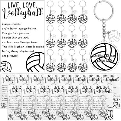 Sureio 15 Sets Volleyball Keychains Bulk with Cards Team Gifts