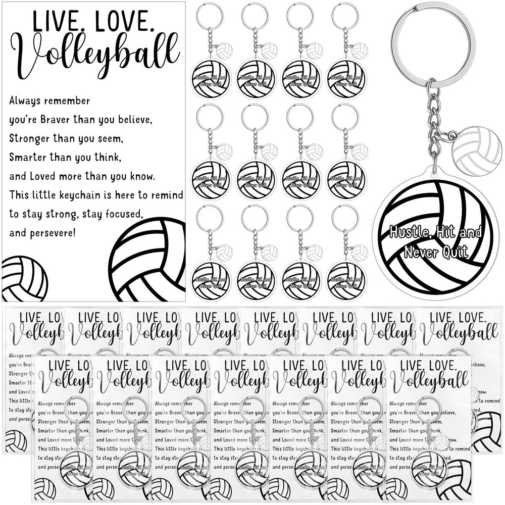 Sureio 15 Sets Volleyball Keychains Bulk with Cards Team Gifts