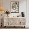 cattino Mid Century Modern TV Stand Curio Cabinet Sideboard Buffet Storage Console Table White for Living Room Kitchen Entryway view 2