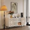 cattino Mid Century Modern TV Stand Curio Cabinet Sideboard Buffet Storage Console Table White for Living Room Kitchen Entryway view 3