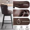 30 Inch Counter Height Bar Stools, Swivel Bar Stools Set of 4 with Backs, Barstools with Faux Leather Upholstered Seat & Solid Wood Footrest, Counter Height Chairs for Kitchen Island, Home Bar (Brown) view 3