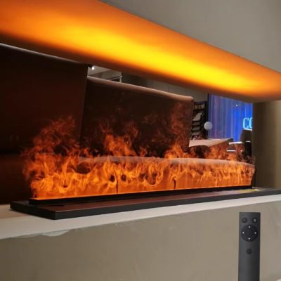 ZyKnaurral Water Vapor Fireplace,3D Atomized Fireplace, Simulated Flame Villa Hotel Indoor Humidifier, KTV Home Embedded Atmosphere Decorative Fireplace Electric Fireplace 7colorsRemotecontrol-1500mm