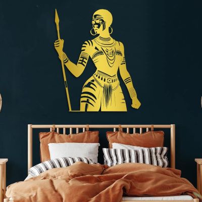 African Woman Metal Wall Art,Modern Africa Wall Decor,African American Metal Wall Art for Living Room, Bedroom, Bathroom,Office(Gold,39x33inch/100x85cm)