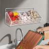3-Compartment Storage Baskets, Hanging Wall Baskets, Stainless Steel Kitchen Rack, Onion/Garlic Organizer, Drainage Prevent Moisture, Pantry Storage Solution view 2
