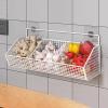 3-Compartment Storage Baskets, Hanging Wall Baskets, Stainless Steel Kitchen Rack, Onion/Garlic Organizer, Drainage Prevent Moisture, Pantry Storage Solution view 4