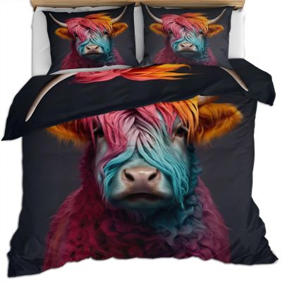 Colorful Cow Duvet Cover Set Twin Size Funny Animals Bedding Set 3pcs for Kids Boys Girls Bedroom Decor Creative Animals Comforter Cover Soft Polyester Quilt Cover with 2 Pillowcases,No Comforter