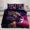 RUHEYIA Starry Sky Cheetah Duvet Cover Set Twin Size Animal Comforter Cover with 2 Pillowcases Tiger Beast Bedding Set 3pcs for Kids Boys Teens, No Comforter view 2