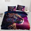 RUHEYIA Starry Sky Cheetah Duvet Cover Set Twin Size Animal Comforter Cover with 2 Pillowcases Tiger Beast Bedding Set 3pcs for Kids Boys Teens, No Comforter view 3